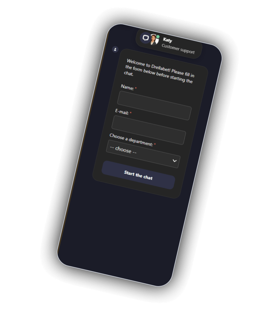 DrellaBet contact options with live chat, email and the enquiry form